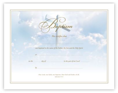 Baptism Certificate - Premium, Gold Foil Embossed