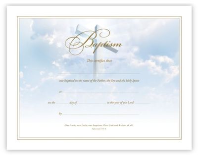 Baptism Certificate - Premium, Gold Foil Embossed