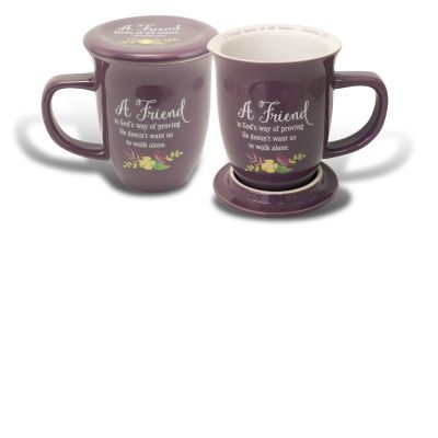 Friend Purple Floral Mug &amp; Coaster Set