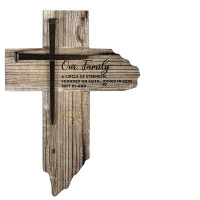Our Family Wall Cross W/Nail Cross Accent
