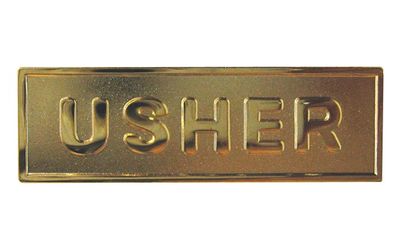 Usher Badge Magnetic Brass  5/8 X 2-1/8