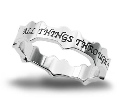 Christ My Strength Crown of Hearts Ring Size 6