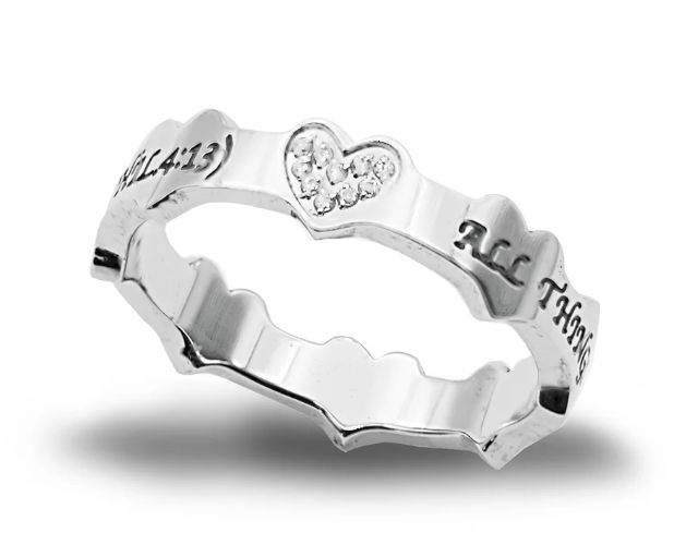 Christ My Strength Crown of Hearts Ring Size 6