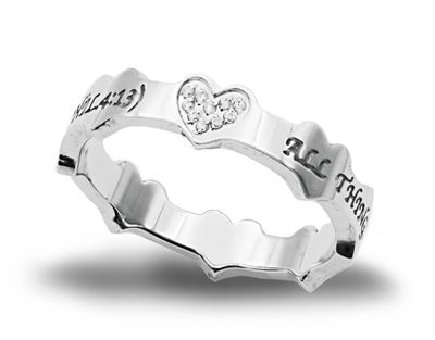 Christ My Strength Crown of Hearts Ring Size 6