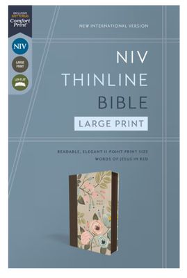 NIV, Thinline Bible, Large Print, Leathersoft, Floral, Zippered, Red Letter, Comfort Print