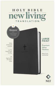 NLT Large Print Premium Value Thinline Bible, Filament Enabled Leatherlike, Black Cross