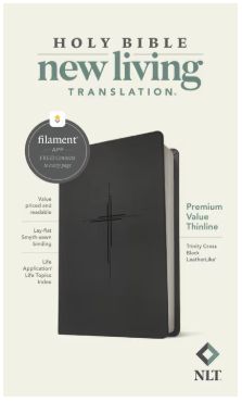 NLT Premium Value Thinline Bible, Filament Enabled Leatherlike, Trinity Cross Black
