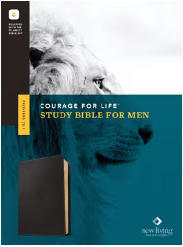 NLT Courage for Life Study Bible for Men, Filament Enabled Leatherlike, Onyx Lion