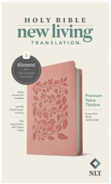 NLT Premium Value Thinline Bible, Filament Enabled Leatherlike, Dusty Pink Vines