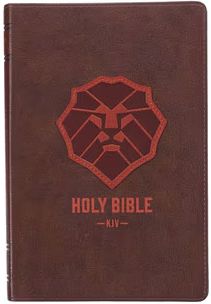 Lion Brown Faux Leather Kid's King James Version Bible