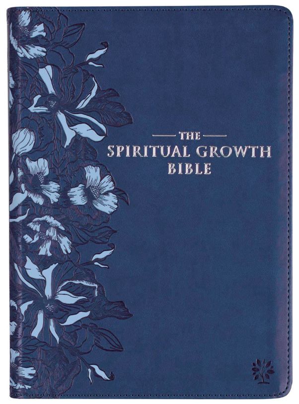Navy Blue Faux Leather Spiritual Growth Bible