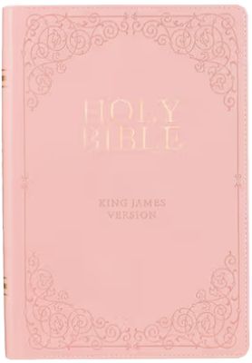 Pink Faux Leather Giant Print Full-size King James Version Bible with Thumb-index