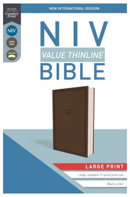NIV, Value Thinline Bible, Large Print, Imitation Leather, Brown