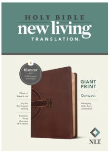 NLT Compact Giant Print Bible, Filament Enabled Leatherlike, Mahogany Celtic Cross, Red Letter