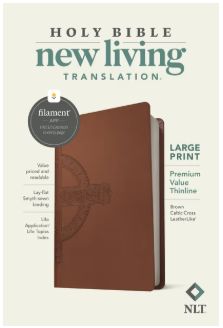 NLT Large Print Premium Value Thinline Bible, Filament Enabled Leatherlike, Brown Celtic Cross
