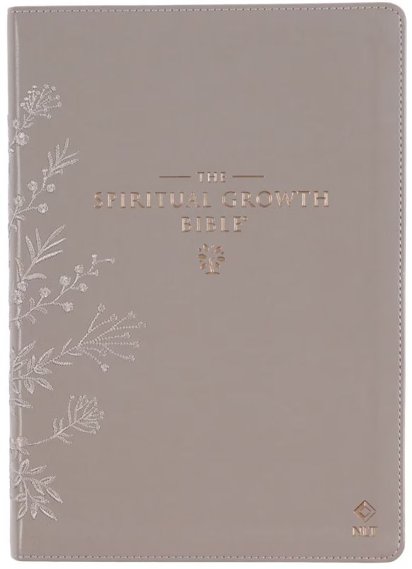 Embroidered Taupe Faux Leather Spiritual Growth Bible