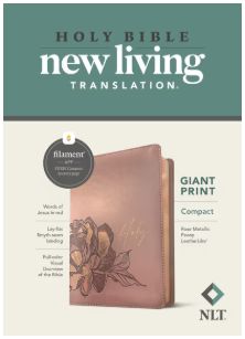 NLT Compact Giant Print Bible, Filament Enabled Leatherlike, Rose Metallic Peony, Red Letter