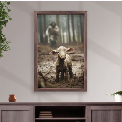 I Am Found Collection Framed Linen Art - Lamb