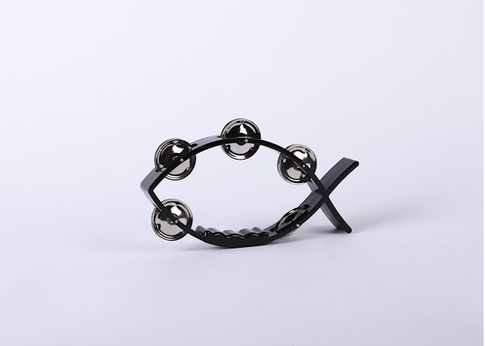 Tambourine-Little Fish Shape-Black (8" x 4 1/2")