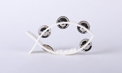 Tambourine-Little Fish Shape-White (8" x 4 1/2")