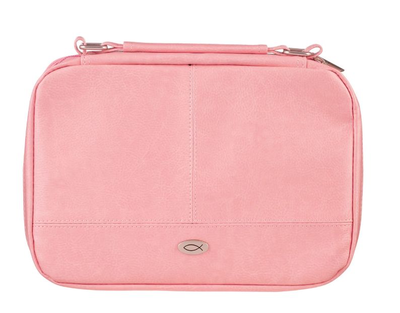 Two-fold Pink Faux Leather Organizer Large Bible Cover