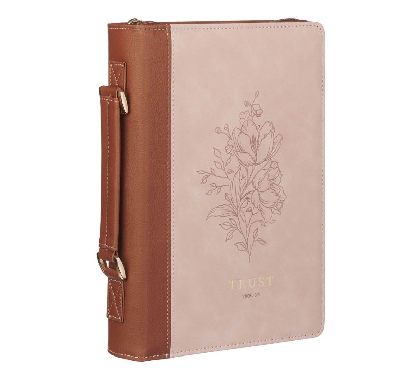 Trust Mottled Blush Faux Large Leather Fashion Bible Cover - Proverbs 3:5