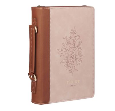 Trust Mottled Blush Faux Large Leather Fashion Bible Cover - Proverbs 3:5