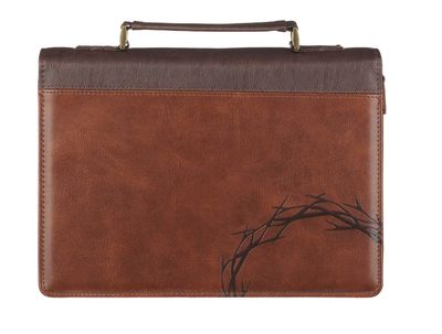 Crown of Thorns Brown Faux Leather Classic Bible Cover - Isaiah 53:3