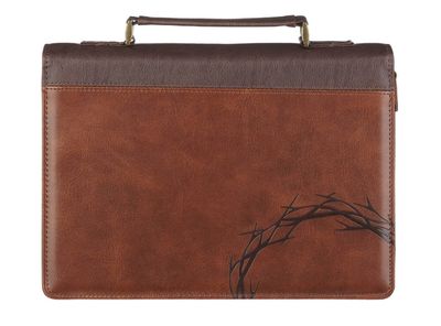 Crown of Thorns Brown Faux Leather Classic XL Bible Cover - Isaiah 53:3