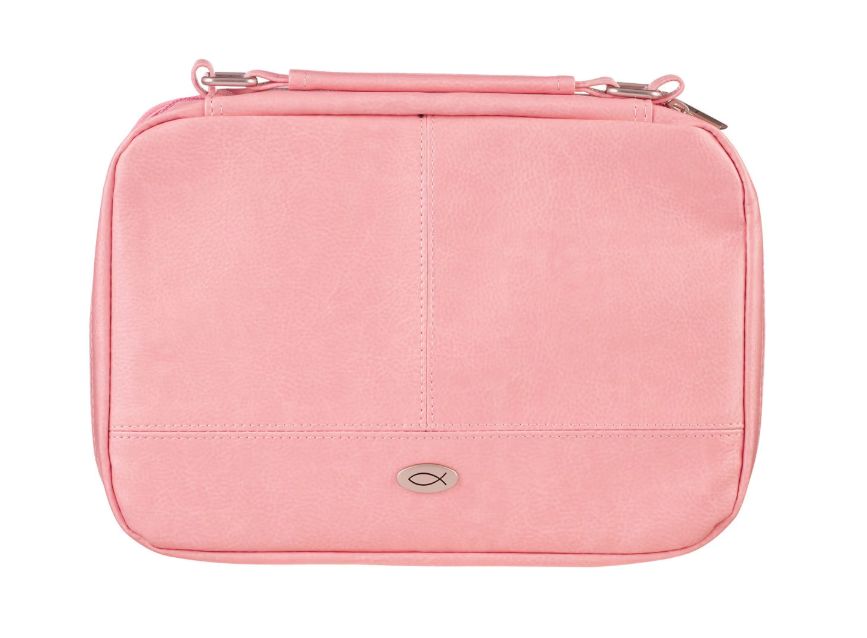 Two-fold Pink Faux Leather Organizer XL Bible Cover