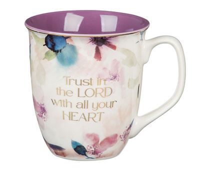 Trust in the Lord Plum Bloom Ceramic Coffee Mug - Proverbs 3:5