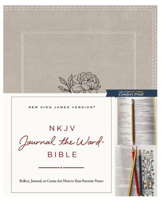 NKJV, Journal the Word Bible Reflect, Journal or Create Art Next to Your Favorite Verses (Stone Leathersoft Over Board, Red Letter, Comfort Print)