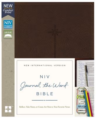 NIV, Journal the Word Bible, Imitation Leather, Brown, Red Letter Edition, Comfort Print