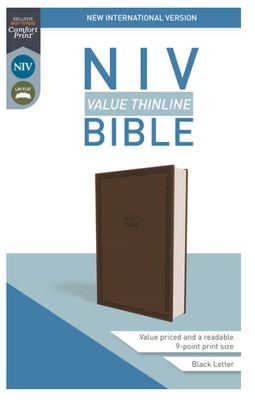 NIV Value Thinline Bible Brown Leathersoft