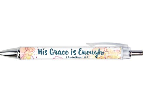 His Grace is Enough - 2 Corinthians 12:9 - Floral Scripture Pen