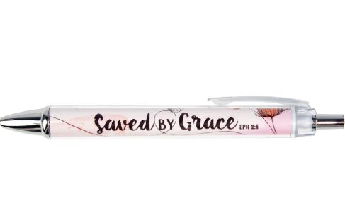Saved by Grace - Eph 2:8 - Floral Scripture Pen