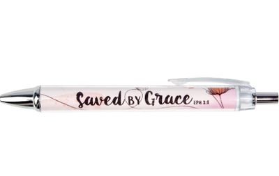 Saved by Grace - Eph 2:8 - Floral Scripture Pen