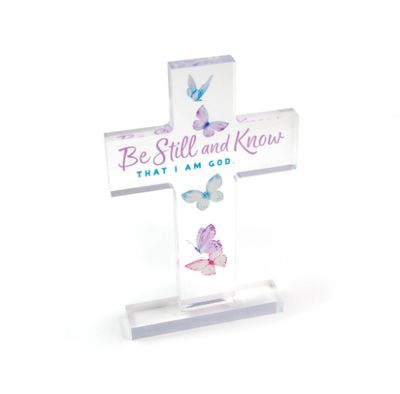 Be Still and Know Acrylic Cross Plaque – Psalm 46:10