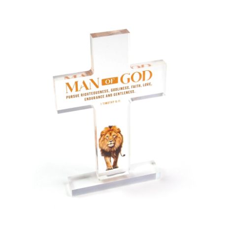Man of God Acrylic Cross Plaque – 1 Timothy 6:11