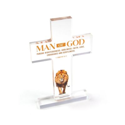 Man of God Acrylic Cross Plaque – 1 Timothy 6:11