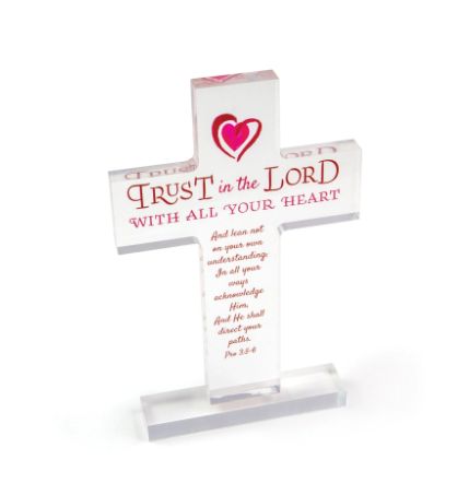 Trust in the Lord Acrylic Cross Plaque – Pro 3:5-6