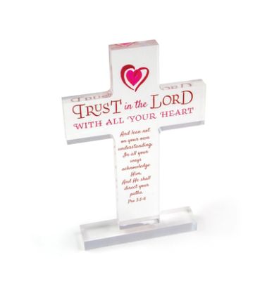Trust in the Lord Acrylic Cross Plaque – Pro 3:5-6