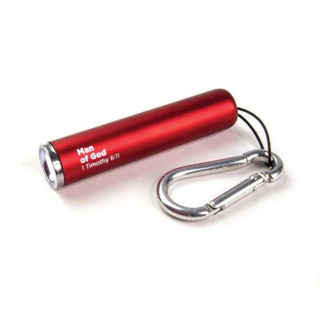 Man of God – Red 1 LED Pull String Flashlight with Carabiner