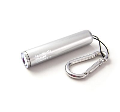 Abundantly Blessed – Silver 1 LED Pull String Flashlight with Carabiner