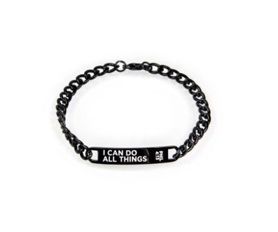 Stainless Steel Black ID Bracelet – I Can Do All Things, Phil 4:13
