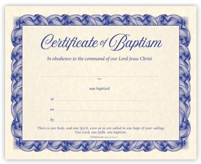 Certificates – Baptism – Ephesians 4:4-5 (KJV) – 8x10