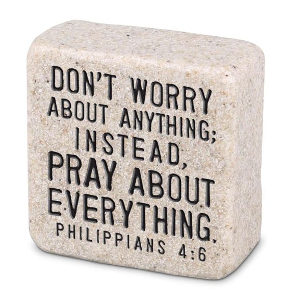 Tabletop Scripture Stone Pray 2.25"H Phil. 4:6