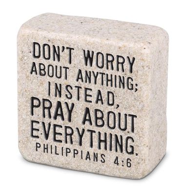 Tabletop Scripture Stone Pray 2.25"H Phil. 4:6
