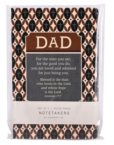 Lined Journal Ruled Notebook 5.5 x 8.5 Inch Paper Dad Man of God Scripture Assorted Set of 3
