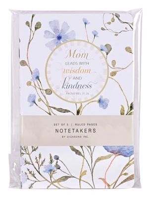 Lined Journal Ruled Notebook 5.5 x 8.5 Inch Paper Floral Mom Leads With Kindness Scripture Assorted Set of 3